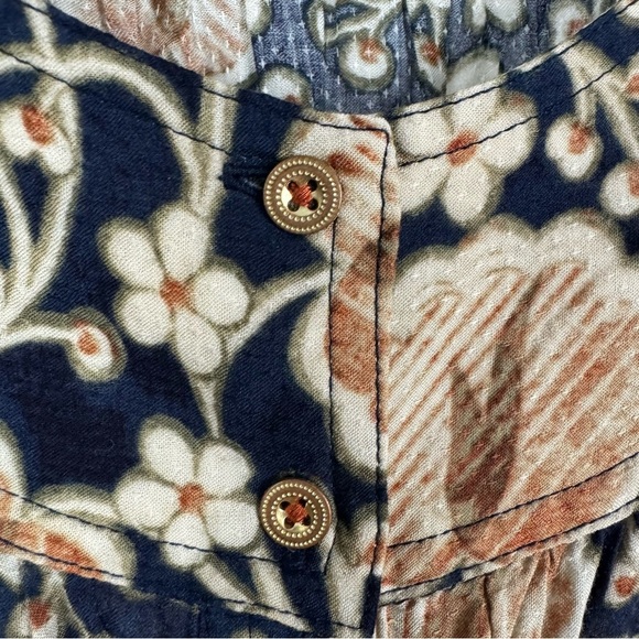 MAEVE Anthropologie Orli Blouse Floral Print Top Ombre Blue Beige Size Medium - Picture 4 of 8
